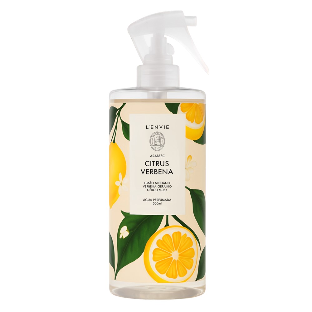 Água Perfumada Limão Citrus Verbena Gerânio Lenvie 500ml