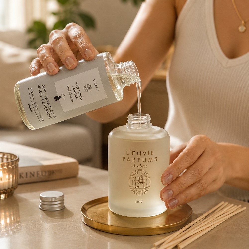 Refil Difusor de Perfume Patchouli Vanilla Lenvie com Varetas 200ml - Imagem 2