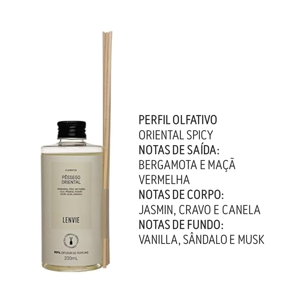 Refil Difusor de Perfume Pêssego Oriental Elementos Lenvie 200ml - Imagem 2