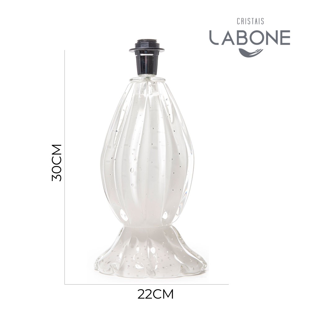 Abajur com Cúpula Quartzo Pérola Cristal Murano Cristais Labone 30x16cm - Imagem 3